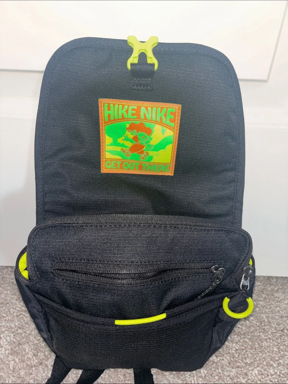 Unisex Nike Black Crossbody Bag/Fanny Pack with Neon Yellow Accents